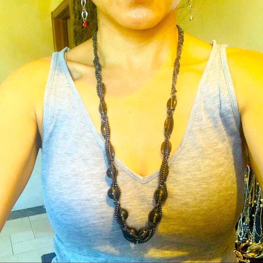 Vintage Talbots black chain beads necklace